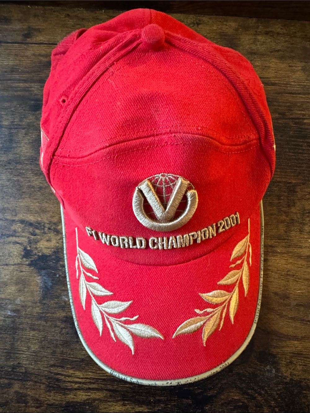 Red 'F1 World Champion 2001' Embroidered Cap